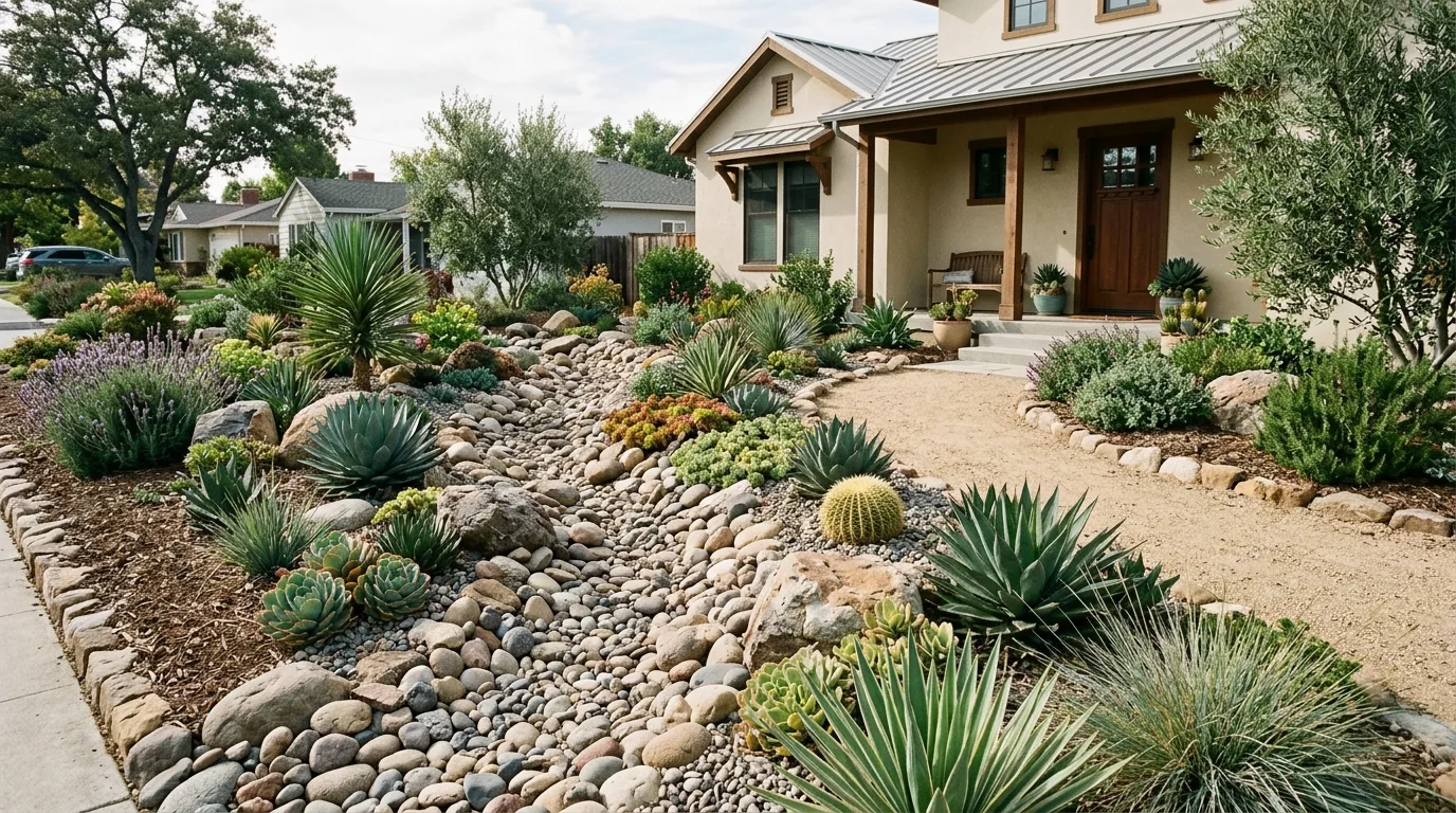 Reduced Lawn With Dry Garden Zones